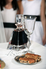 wine and cake for wedding ceremony