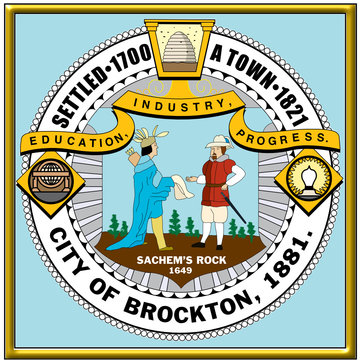 usa state city brockton emblem seal coat