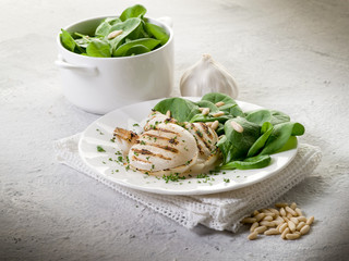 grilled cuttlefish with fresh spinach salad