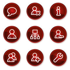 Users web icons, dark red circle buttons