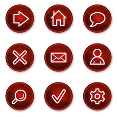 Basic web icons, dark red circle buttons