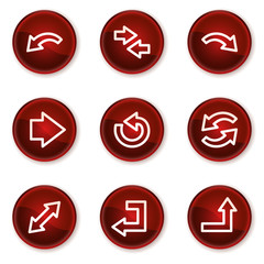 Arrows web icons set 1, dark red circle buttons