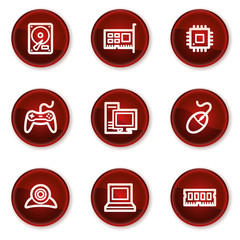 Computer web icons, dark red circle buttons