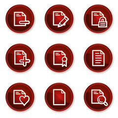 Document web icons set 2, dark red circle buttons