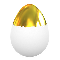 3D Golden egg with broken shell
