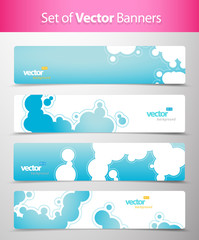 Set of abstract blue web headers.