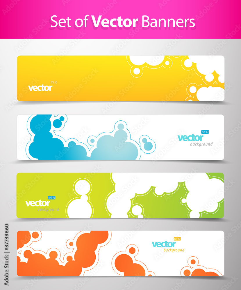 Wall mural set of abstract colorful web headers.