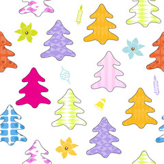 Christmas tree seamless pattern.