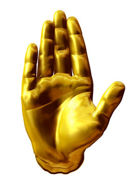 Stop, Handgestik in Gold