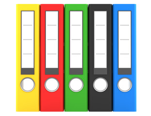 color file folders isolated on white background