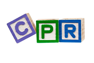 Wooden blocks forming the letters CPR isolated