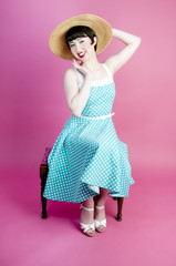 Pinup in Polka Dot Dress