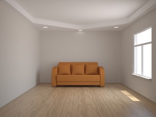 A room with a sofa