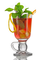 Fruit cocktail with mint leaves