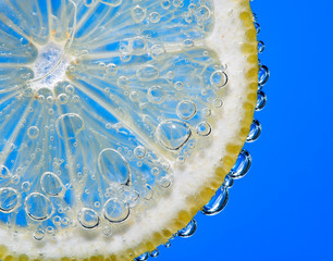 Bubbles on lemon segment
