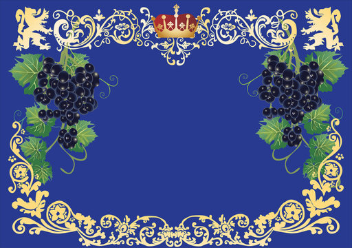 gold frame with dark grapes