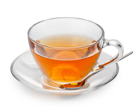cup with tea isolated on a white background.