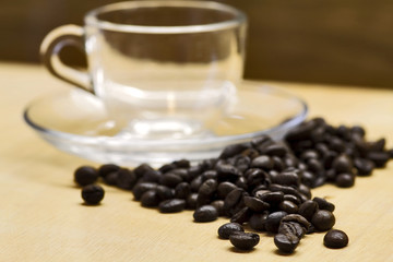 coffee beans and coffee cup