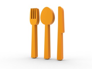 3d Icon Besteck orange