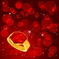 Ring on red background