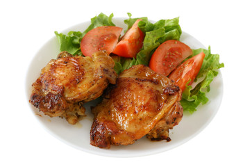 fried chicken with salad
