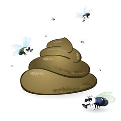 Cartoon feces and flies