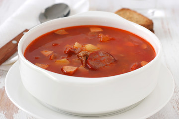 soup with meat and sausages