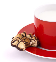 Cap of milk and cookies