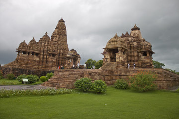 Fototapeta na wymiar Temples of the western group in Khajuraho, India