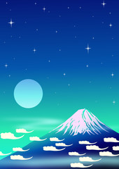 Fototapeta na wymiar Fuji Mt. on stars background, vector image