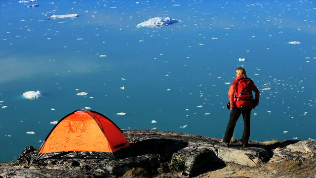 Lone Hiker on Arctic Hiking Expedition