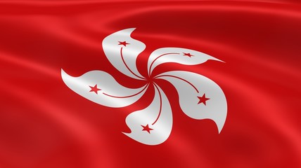 Hong Konger flag in the wind - obrazy, fototapety, plakaty