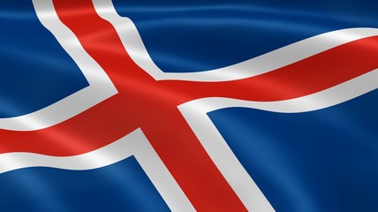 Icelander flag in the wind - obrazy, fototapety, plakaty
