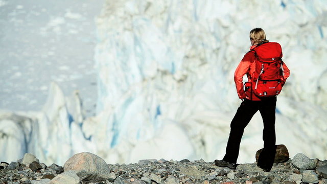 Young Female Hiking in an Arctic Landscape