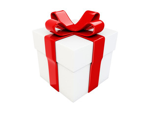 Gift box in 3D white backgraund