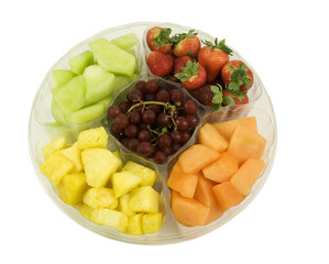 fresh fruit tray on a white background