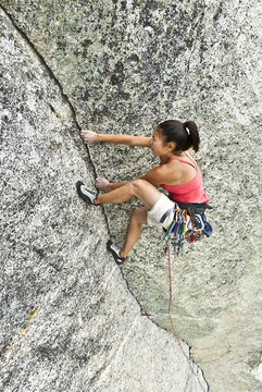 Climber gripping the rock.