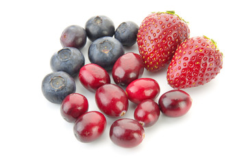 mixed berries on white