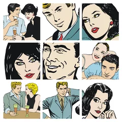 Papier Peint photo autocollant Des bandes dessinées Illustration couples amoureux