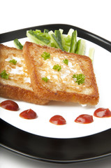 Toasted white bread with an egg
