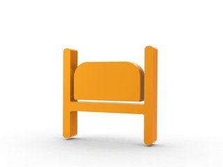 3d Icon Einzelzimmer orange