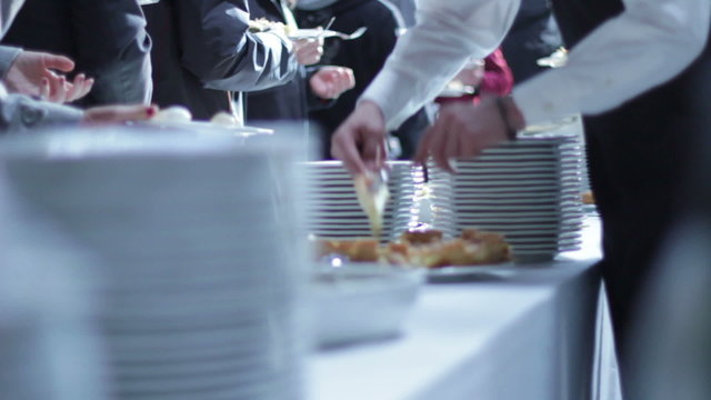Catering food - buffet with businessmen