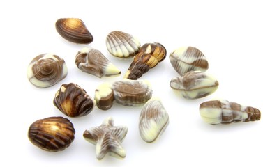 bonbons en chocolat sur fond blanc