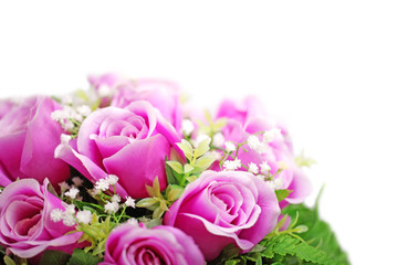 Fototapeta na wymiar Purple roses bouquet isolated on white background.