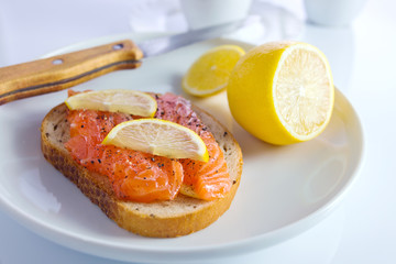 sandwich with salmon.