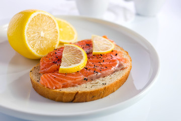 sandwich with salmon.