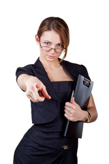 Fototapeta premium Business woman showing the index finger