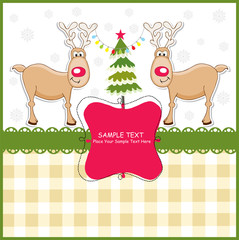 New Year's greeting card with reindeer