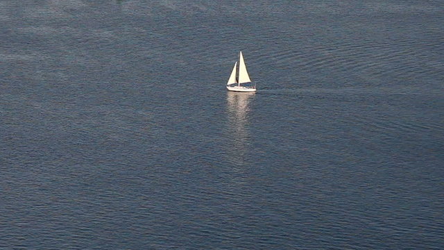 Sailing yacht on blue ocean pattern