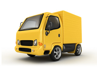 Fototapeta na wymiar 3D Yellow Van isolated